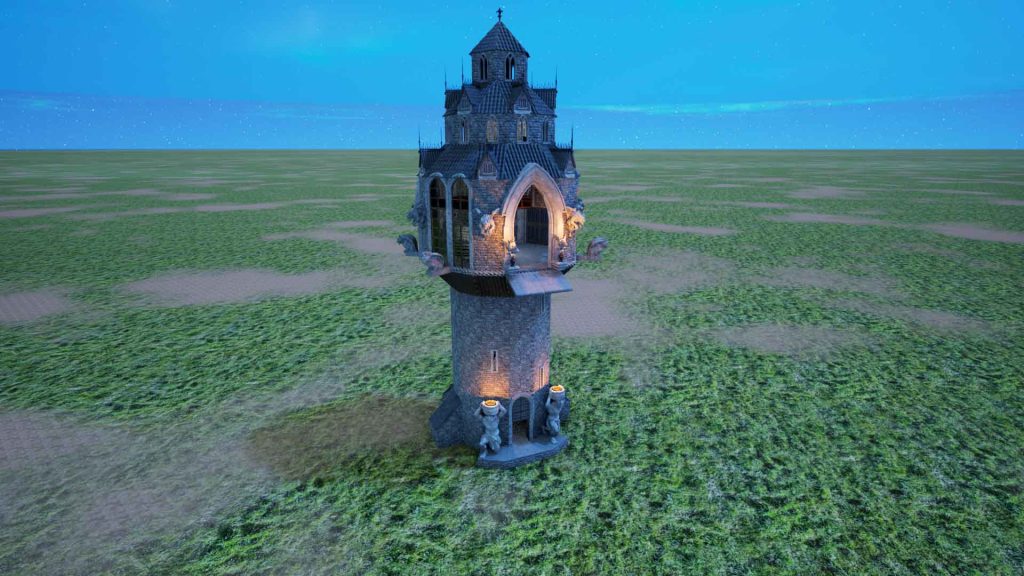 哥特式塔楼-方舟建筑锤模型